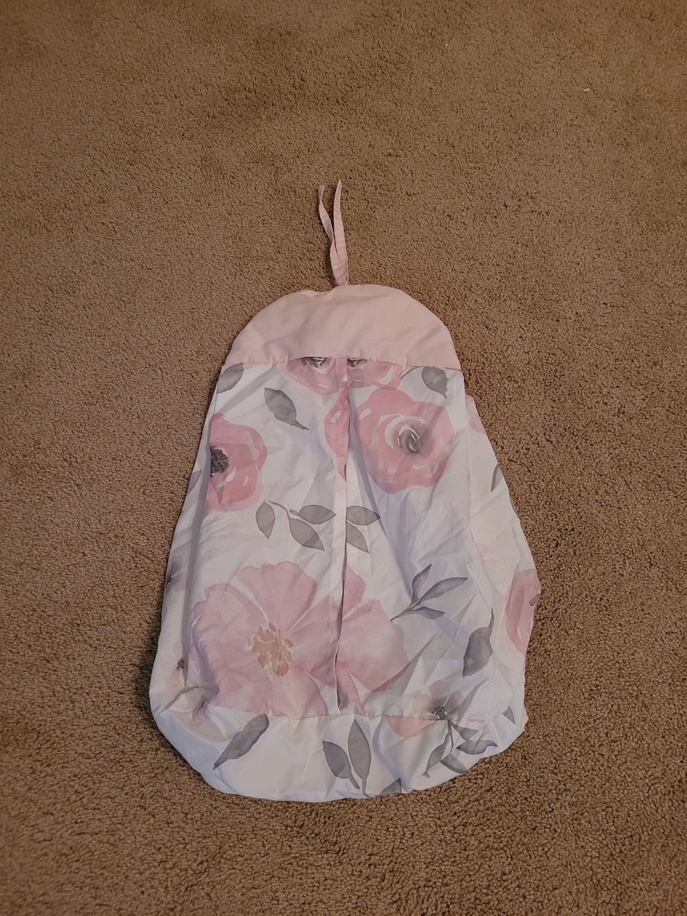 NWOT Floral Pink and Gray Hanging Diaper Stacker